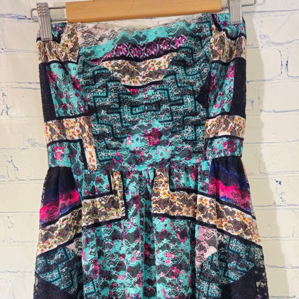 1love, Fire Sleeveless Colorful Floral Lace Summer Dress Womens Size Medium image 2